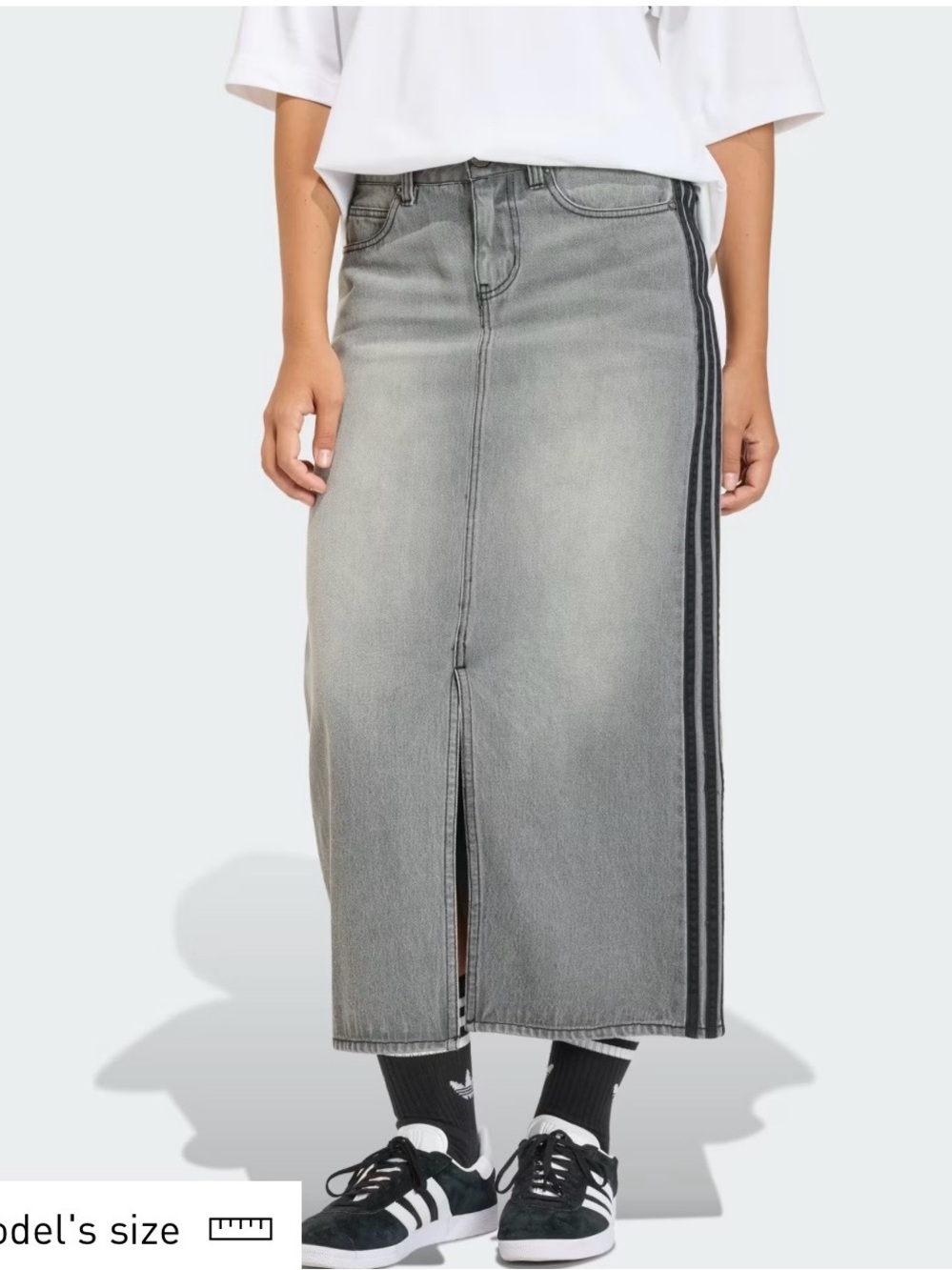 adidas Gray Denim Pencil Skirt with Black 3-Stripes